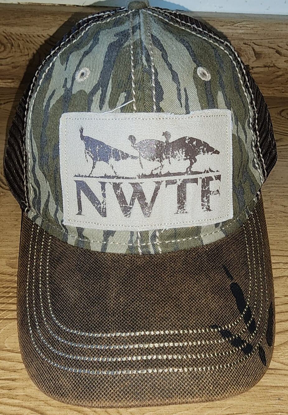 NWTF Hat Paramount Outdoors Men's OSFA Mossy Oak Bottomland Camo Trucker Cap